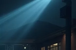 《小城放映员》剧照:老放映机投出的光柱与尘埃